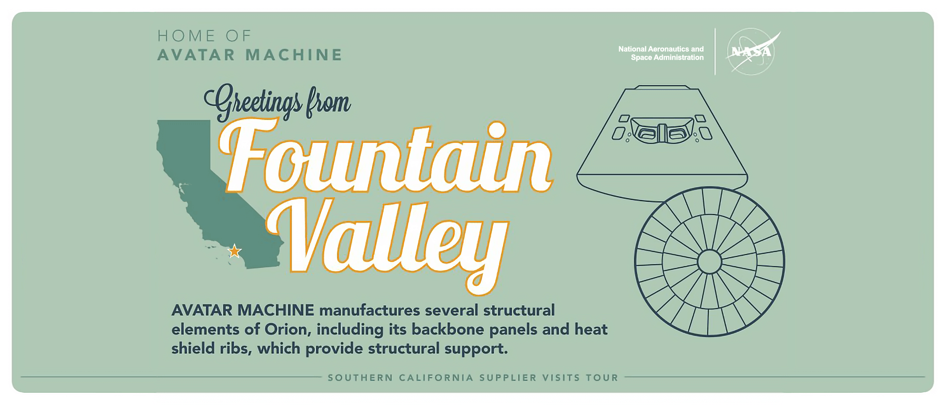 Greetings from Fountain Valley postcard design